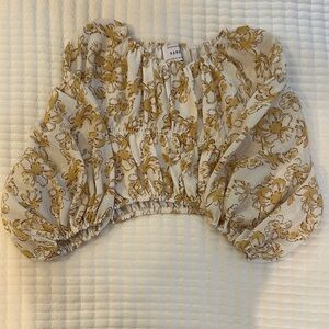 Sabo Skirt Floral Puff Sleeve Top - Cream and Gold